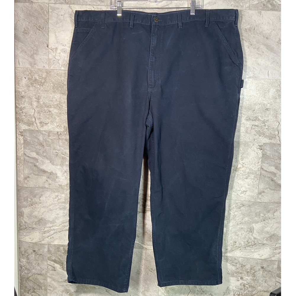 Carhartt Men's Sz 50x30 Navy Blue Canvas‎ Rugged Workwear Cargo Pants Loose Fit